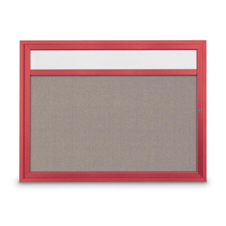 United Visual Products Slim Enclosed Corkboard, 30"x36", White Alum Frame/Ultramarine UVEB3036-WHITE-ULTMAR
